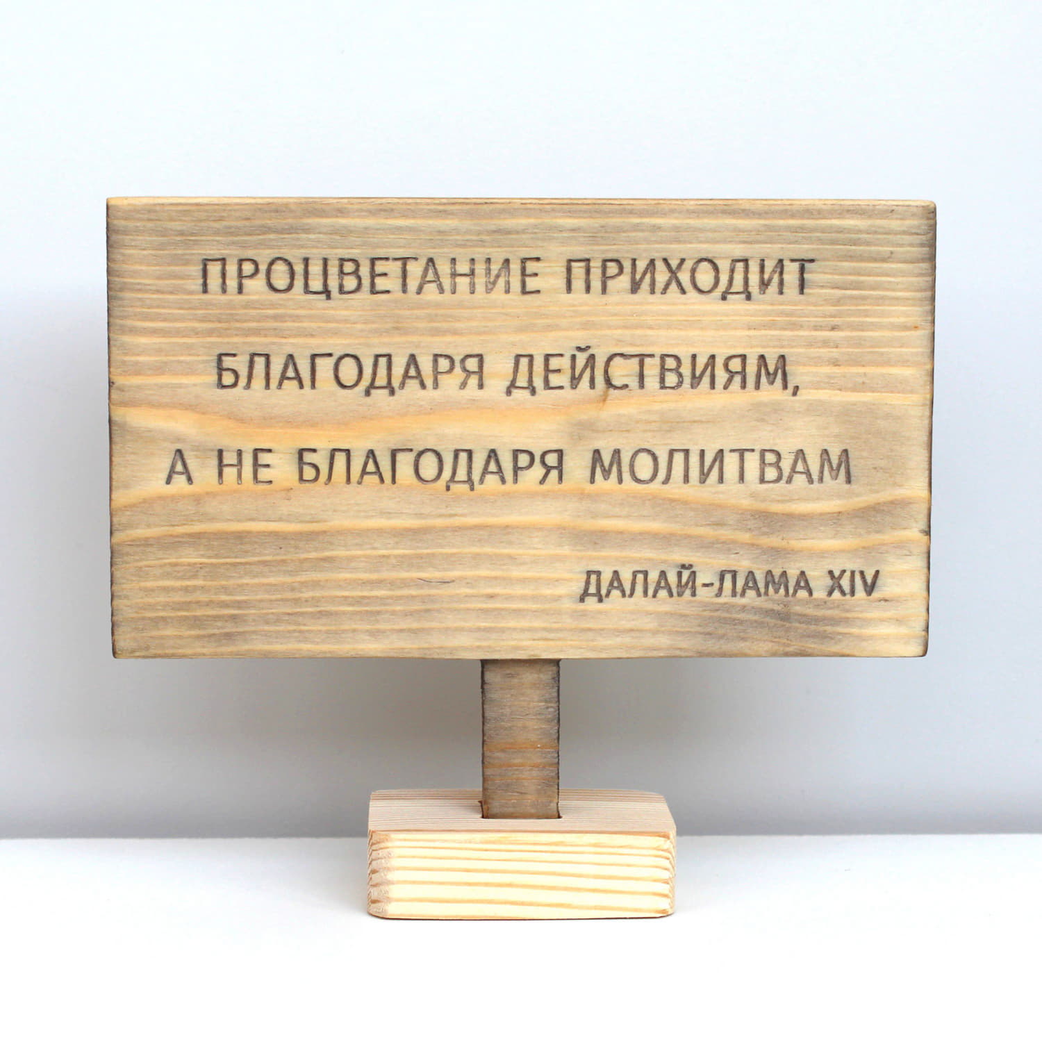 Цитата на дереве Далай Ламы XIV «Процветание приходит благодаря действиям, а не благодаря молитвам»