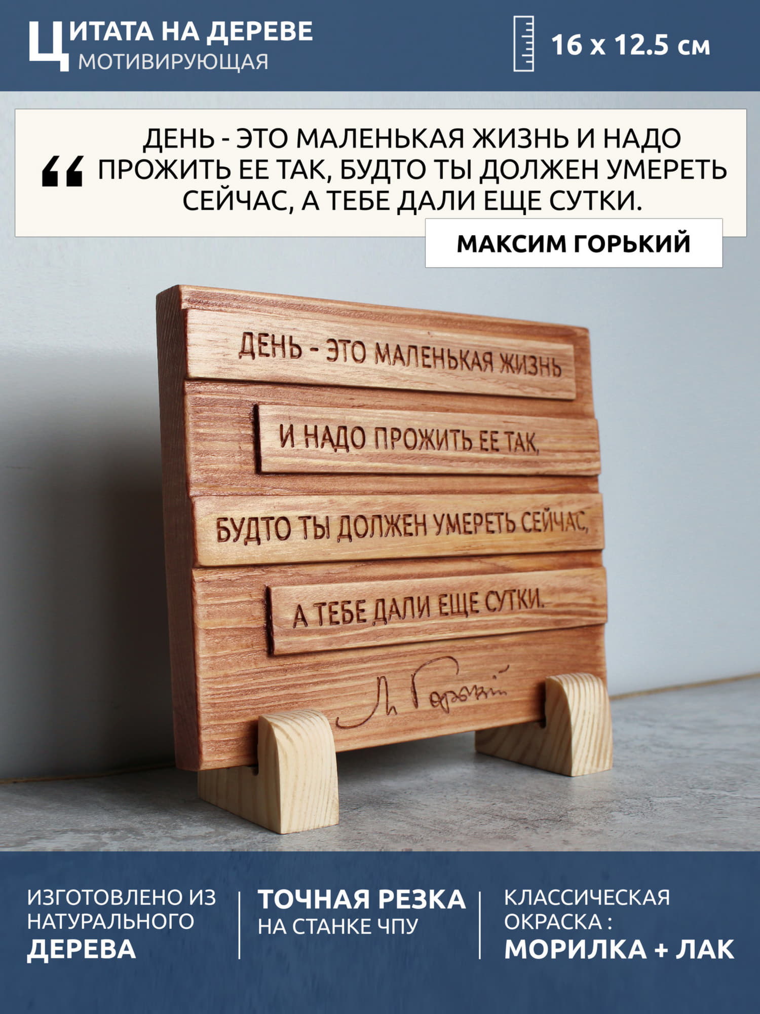 Мотивирующая цитата Максима Горького «День - это маленькая жизнь и надо прожить ее так, будто ты должен умереть сейчас, а тебе дали еще сутки»