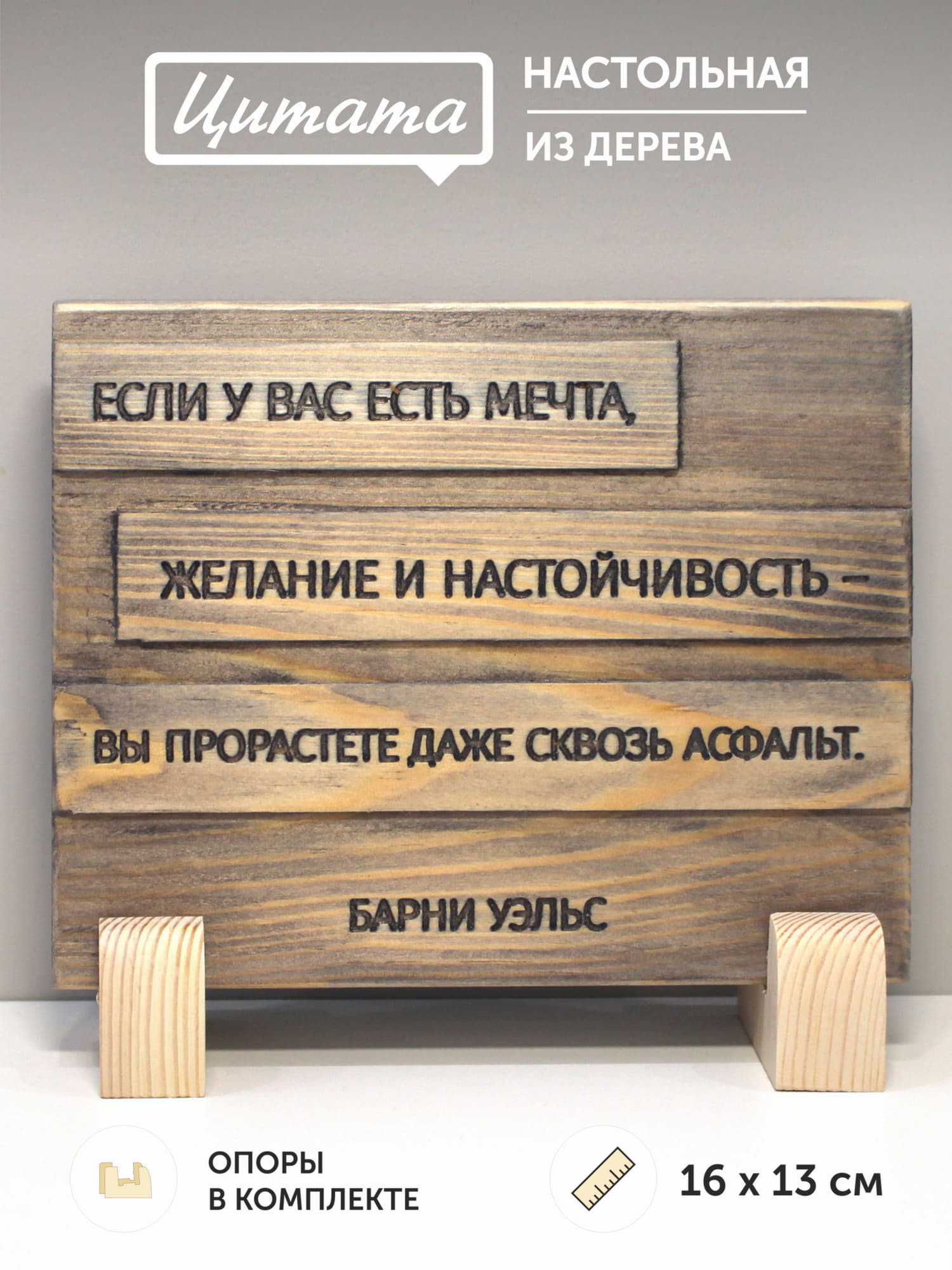 Табличка с цитатой Барни Уэльса «Если у вас есть мечта, желание и настойчивость - вы прорастете даже сквозь асфальт»
