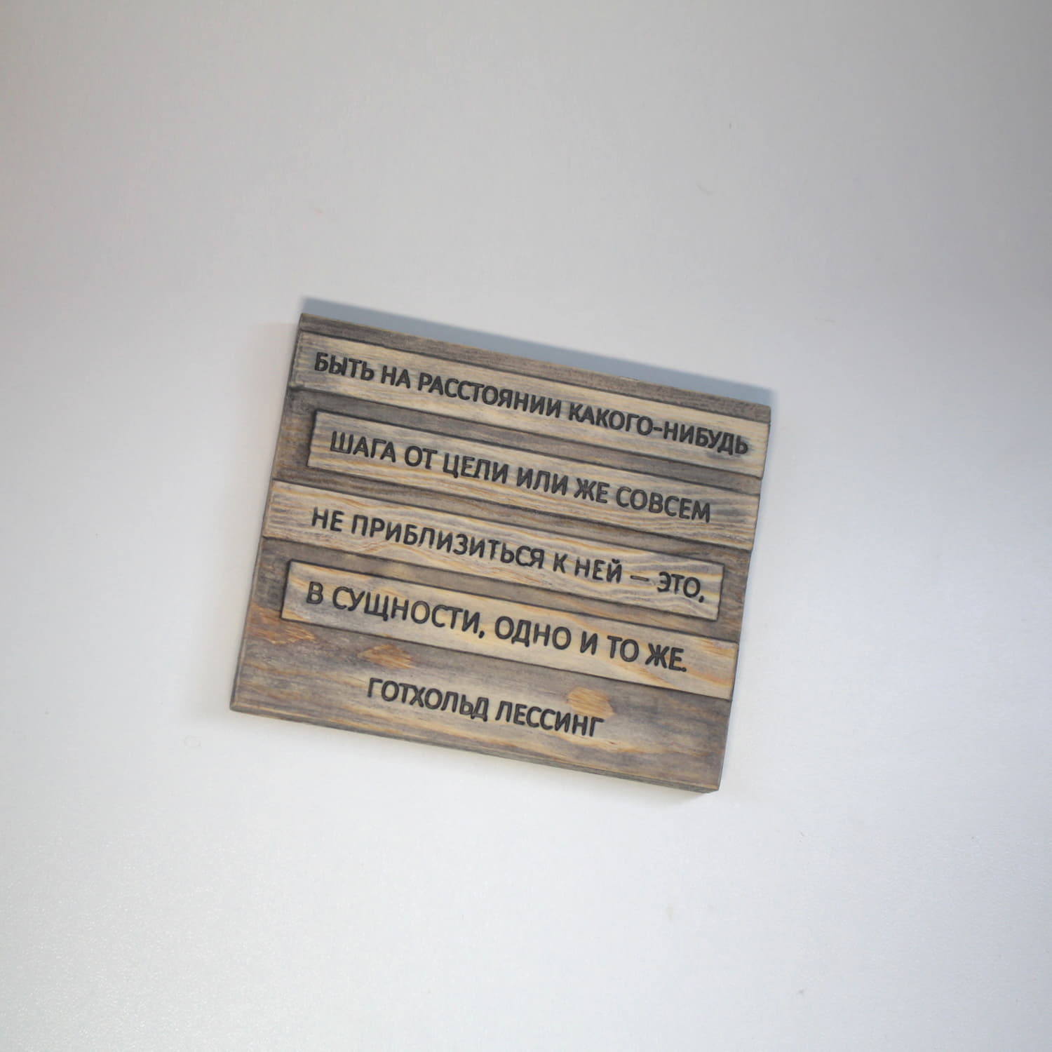 Цитата на дереве Г.Лессинга «Быть на расстоянии какого-нибудь шага от цели или же совсем не приблизиться к ней - это, в сущности, одно и то же»